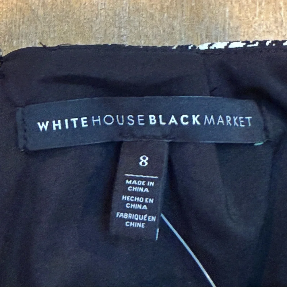 NWT White House Black Market‎ Pencil Skirt Houndstooth Black Ecru Sz 8